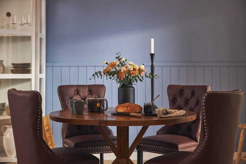 Lyon Matgrupp 120 cm Rund inkl 4 Bergviken Stolar Konstläder - Brun - Möbler - Bord & matgrupp - Matgrupp