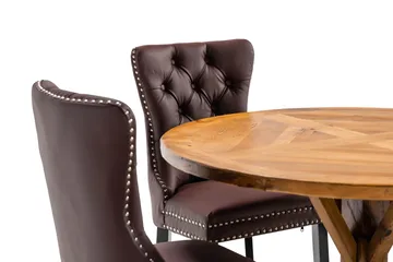 Lyon Matgrupp 120 cm Rund inkl 4 Bergviken Stolar Konstläder - Brun - Möbler - Bord & matgrupp - Matgrupp