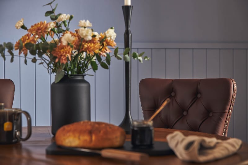 Lyon Matgrupp 120 cm Rund inkl 4 Bergviken Stolar Konstläder - Brun - Möbler - Bord & matgrupp - Matgrupp