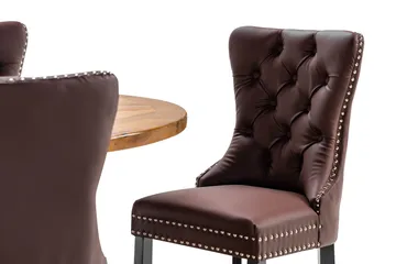 Lyon Matgrupp 120 cm Rund inkl 4 Bergviken Stolar Konstläder - Brun - Möbler - Bord & matgrupp - Matgrupp