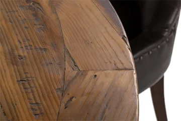 Lyon Matgrupp 150 cm Rund Mörkt trä med 6 Tuva Stolar - Vintage Alm / Brun Pu - Möbler - Bord & matgrupp - Matgrupp