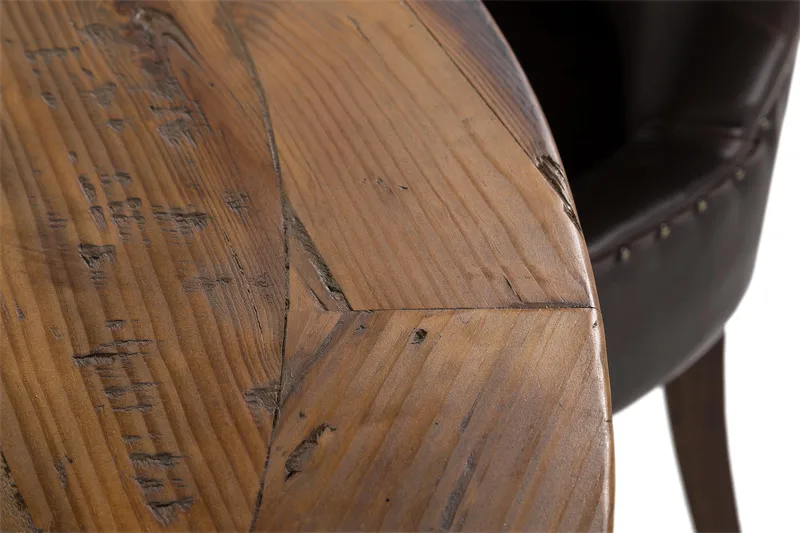 Lyon Matgrupp 150 cm Rund Mörkt trä med 6 Tuva Stolar - Vintage Alm / Brun Pu - Möbler - Bord & matgrupp - Matgrupp