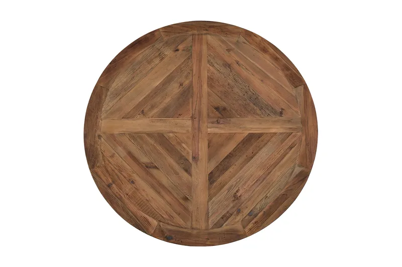 Lyon Matgrupp 150 cm Rund med 4 Tuva Fåtölj - Vintage Alm/Brun PU - Möbler - Bord & matgrupp - Matgrupp