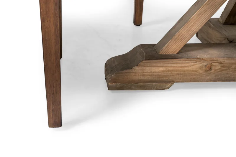 Lyon Matgrupp 150 cm Rund med 4 Tuva Fåtölj - Vintage Alm/Brun PU - Möbler - Bord & matgrupp - Matgrupp