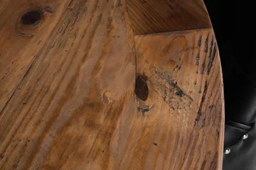 Lyon Matgrupp 150 cm Rund med 4 Tuva Fåtölj - Vintage Alm/Svart PU - Möbler - Bord & matgrupp - Matgrupp