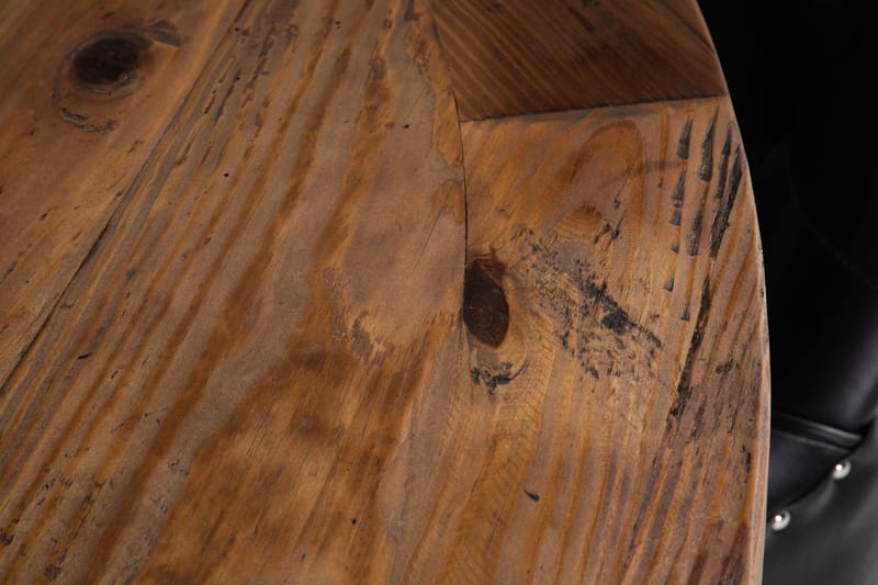 Lyon Matgrupp 150 cm Rund med 4 Tuva Fåtölj - Vintage Alm/Svart PU - Möbler - Bord & matgrupp - Matgrupp