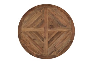 Lyon Matgrupp 150 cm Rund med 4 Tuva Fåtölj - Vintage Alm/Vit/Brun PU - Möbler - Bord & matgrupp - Matgrupp