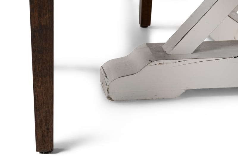 Lyon Matgrupp 150 cm Rund med 4 Tuva Fåtölj - Vintage Alm/Vit/Brun PU - Möbler - Bord & matgrupp - Matgrupp