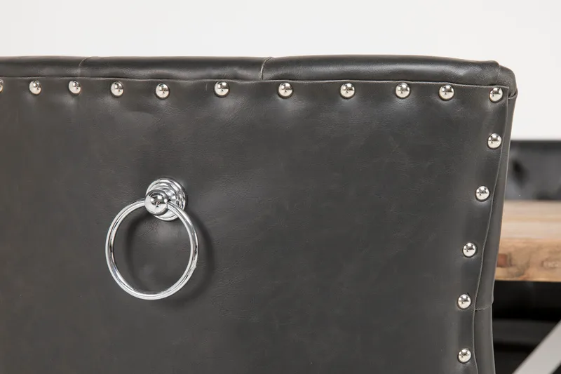 Lyon Matgrupp 150 cm Rund med 4 Tuva Fåtölj - Vintage Alm/Vit/Svart PU - Möbler - Bord & matgrupp - Matgrupp