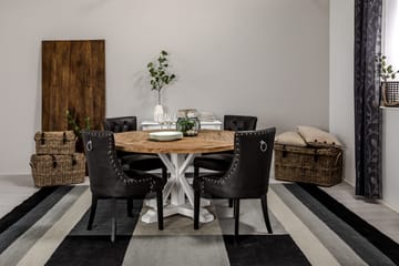 Lyon Matgrupp 150 cm Rund med 4 Tuva Fåtölj - Vintage Alm/Vit/Svart PU - Möbler - Bord & matgrupp - Matgrupp