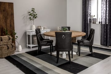 Lyon Matgrupp 150 cm Rund med 4 Tuva Fåtölj - Vintage Alm/Vit/Svart PU - Möbler - Bord & matgrupp - Matgrupp