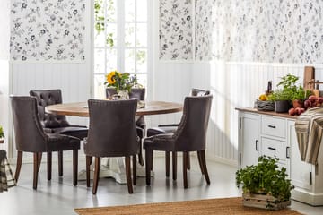 Lyon Matgrupp 150 cm Rund med 6 Tuva Fåtölj - Vintage Alm/Vit/Brun PU - Möbler - Bord & matgrupp - Matgrupp