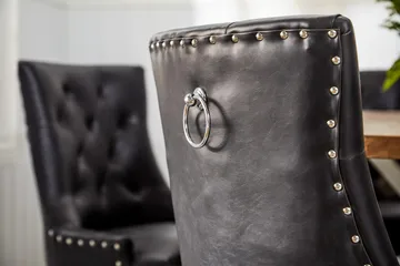 Lyon Matgrupp 150 cm Rund med 6 Tuva Fåtölj - Vintage Alm/Vit/Svart PU - Möbler - Bord & matgrupp - Matgrupp