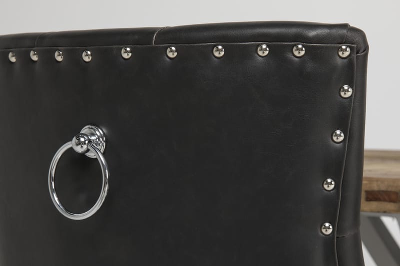 Lyon Matgrupp 150 cm Rund med 6 Tuva Fåtölj - Vintage Alm/Vit/Svart PU - Möbler - Bord & matgrupp - Matgrupp