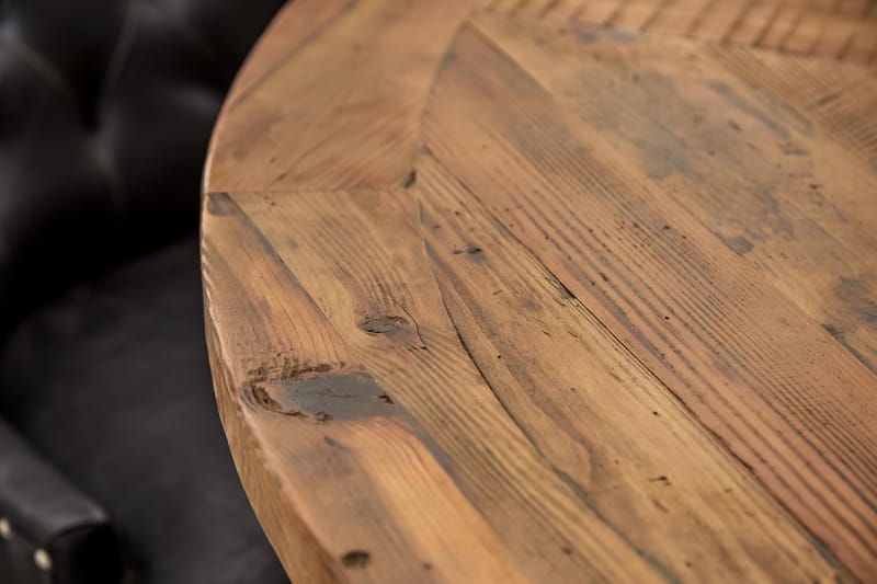 Lyon Matgrupp 150 cm Rund med 6 Tuva Fåtölj - Vintage Alm/Vit/Svart PU - Möbler - Bord & matgrupp - Matgrupp