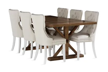 Lyon Matgrupp 200x100 cm inkl 6 Bergviken Stolar - Brun - Möbler - Bord & matgrupp - Matgrupp