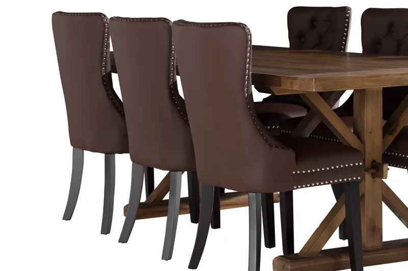 Lyon Matgrupp 200x100 cm inkl 6 Bergviken Stolar Konstläder - Brun - Möbler - Bord & matgrupp - Matgrupp