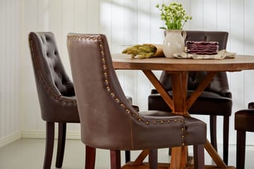 Lyon Matgrupp Rund med 4 st Tuva Fåtölj Konstläder - Trä/Mörkbrun - Möbler - Bord & matgrupp - Matgrupp