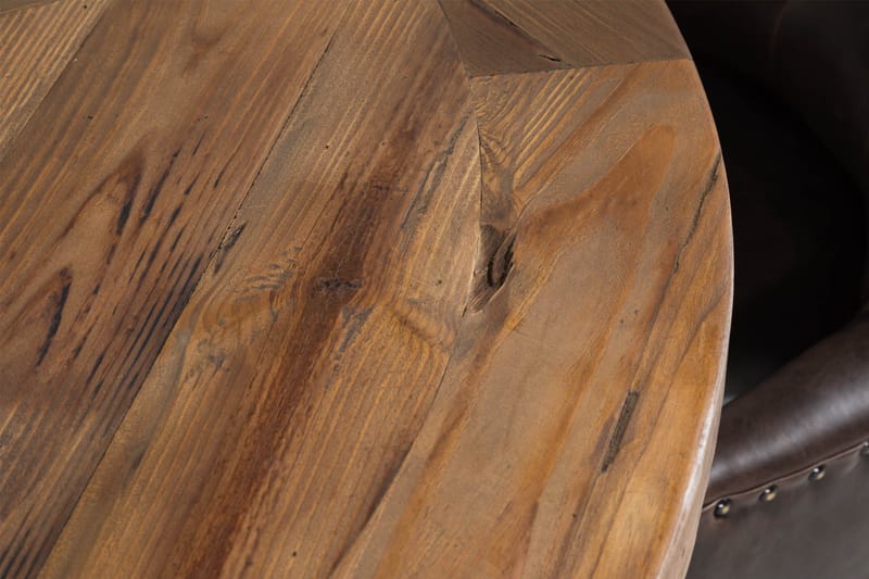 Lyon Matgrupp Rund med 4 st Tuva Fåtölj Konstläder - Trä/Mörkbrun - Möbler - Bord & matgrupp - Matgrupp