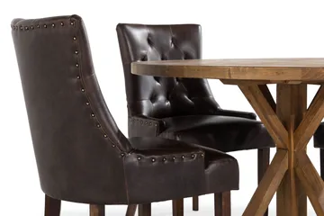 Lyon Matgrupp Rund med 4 st Tuva Fåtölj Konstläder - Trä/Mörkbrun - Möbler - Bord & matgrupp - Matgrupp