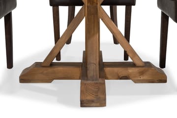 Lyon Matgrupp Rund med 4 st Tuva Fåtölj Konstläder - Trä/Mörkbrun - Möbler - Bord & matgrupp - Matgrupp