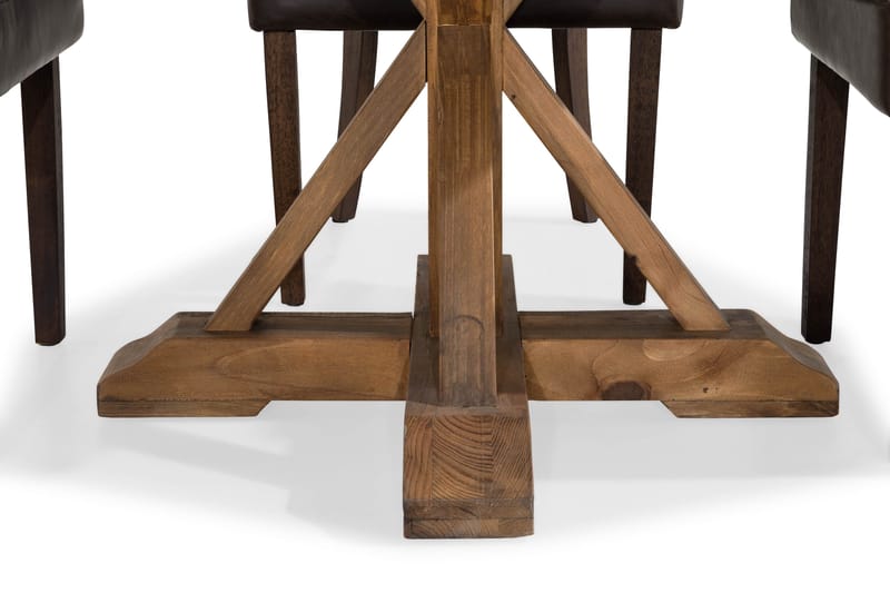 Lyon Matgrupp Rund med 4 st Tuva Fåtölj Konstläder - Trä/Mörkbrun - Möbler - Bord & matgrupp - Matgrupp