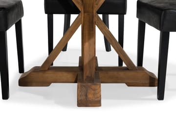 Lyon Matgrupp Rund med 4 st Tuva Fåtölj Konstläder - Trä/Svart PU - Möbler - Bord & matgrupp - Matgrupp