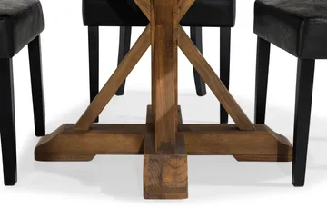 Lyon Matgrupp Rund med 4 st Tuva Fåtölj Konstläder - Trä/Svart PU - Möbler - Bord & matgrupp - Matgrupp