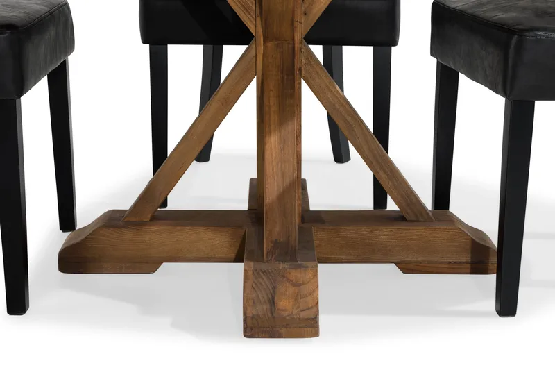 Lyon Matgrupp Rund med 4 st Tuva Fåtölj Konstläder - Trä/Svart PU - Möbler - Bord & matgrupp - Matgrupp