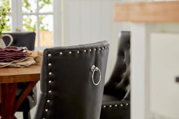 Lyon Matgrupp Rund med 4 st Tuva Fåtölj Konstläder - Trä/Svart PU - Möbler - Bord & matgrupp - Matgrupp