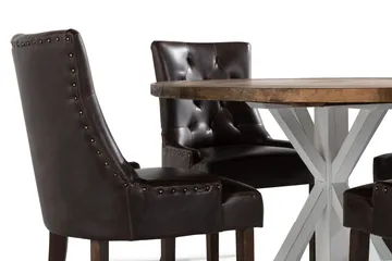 Lyon Matgrupp Rund med 4 st Tuva Fåtölj Konstläder - Trä/Vit/Svart PU - Möbler - Bord & matgrupp - Matgrupp