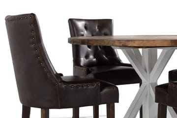 Lyon Matgrupp Rund med 4 st Tuva Fåtölj Konstläder - Trä/Vit/Svart PU - Möbler - Bord & matgrupp - Matgrupp