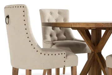 Lyon Matgrupp Rund med 4 st Viktoria Fåtölj - Trä / Beige - Möbler - Bord & matgrupp - Matgrupp