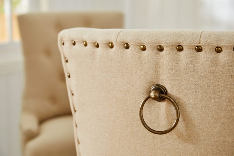 Lyon Matgrupp Rund med 4 st Viktoria Fåtölj - Trä / Beige - Möbler - Bord & matgrupp - Matgrupp