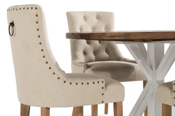 Lyon Matgrupp Rund med 4 st Viktoria Fåtölj - Trä/Vit/Beige - Möbler - Bord & matgrupp - Matgrupp