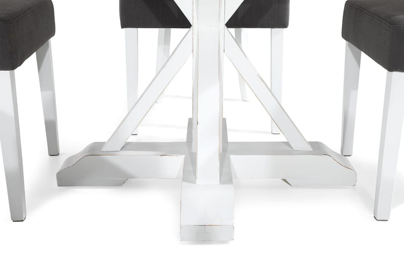 Lyon Matgrupp Rund med 4 st Viktoria Fåtölj - Trä/Vit/Grå - Möbler - Bord & matgrupp - Matgrupp