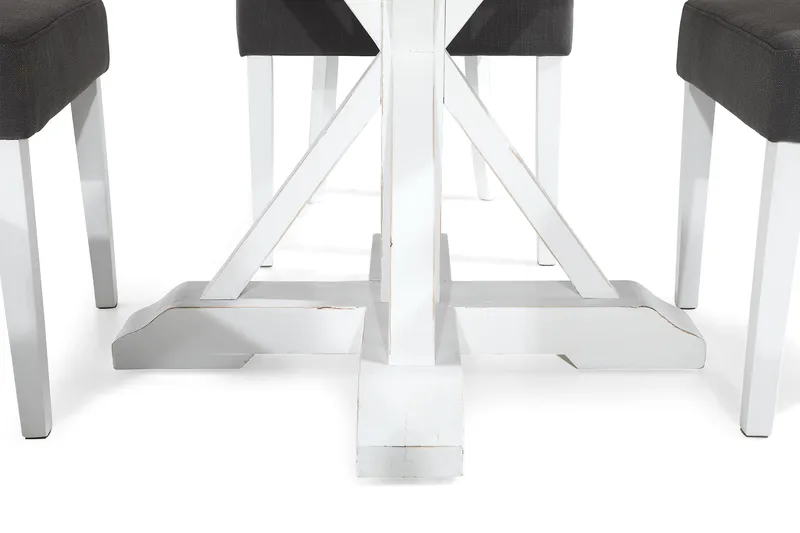 Lyon Matgrupp Rund med 4 st Viktoria Fåtölj - Trä/Vit/Grå - Möbler - Bord & matgrupp - Matgrupp