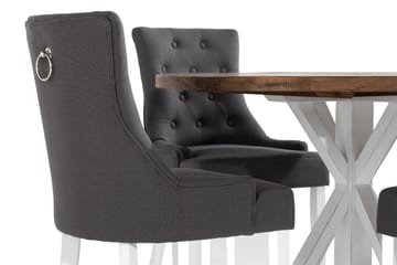 Lyon Matgrupp Rund med 4 st Viktoria Fåtölj - Trä/Vit/Grå - Möbler - Bord & matgrupp - Matgrupp