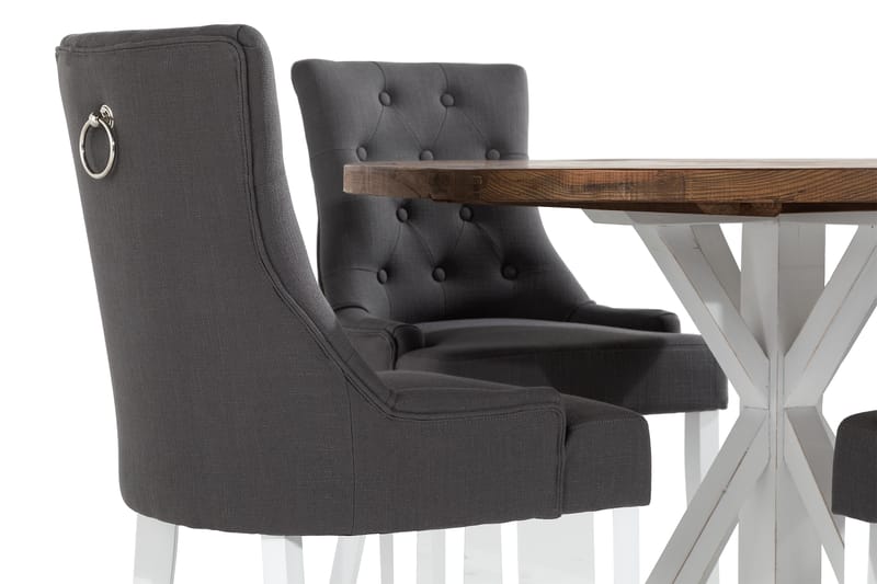 Lyon Matgrupp Rund med 4 st Viktoria Fåtölj - Trä/Vit/Grå - Möbler - Bord & matgrupp - Matgrupp