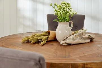 Lyon Matgrupp Rund med 4 st Viktoria Fåtölj - Trä/Vit/Grå - Möbler - Bord & matgrupp - Matgrupp