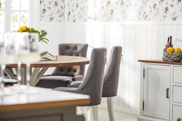 Lyon Matgrupp Runt med 6 Viktoria Stol - Vit/Grå - Möbler - Bord & matgrupp - Matgrupp