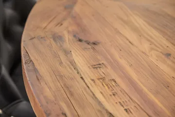 Lyon Rund Matgrupp 150 cm med 6 Tuva Stolar - Brun Vintage Alm / Svart Pu - Möbler - Bord & matgrupp - Matgrupp