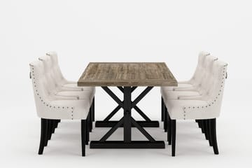 Lyon Premium Matgrupp 200-290 cm + 6 Viktoria Stolar - Vit/Brun - Möbler - Bord & matgrupp - Matgrupp