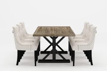 Lyon Premium Matgrupp 200-290 cm + 6 Viktoria Stolar - Vit/Brun - Möbler - Bord & matgrupp - Matgrupp