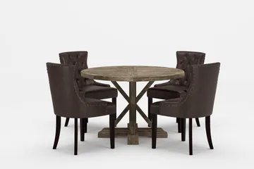 Lyon Premium Förlängningsbar Matgrupp 120-160 cm + 4 Tuva St - Mörkbrun/Brun - Möbler - Bord & matgrupp - Matgrupp