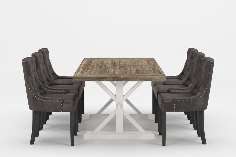 Lyon Premium Förlängningsbar Matgrupp 200-290 cm + 6 Tuva St, Grå/Brun