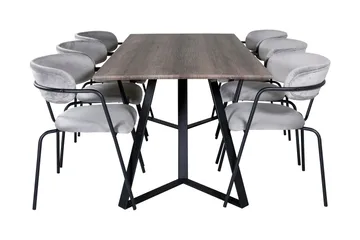 Malvina Matgrupp 180 cm inkl 6 Arcarazo Fåtöljer - Grå/Svart - Möbler - Bord & matgrupp - Matgrupp