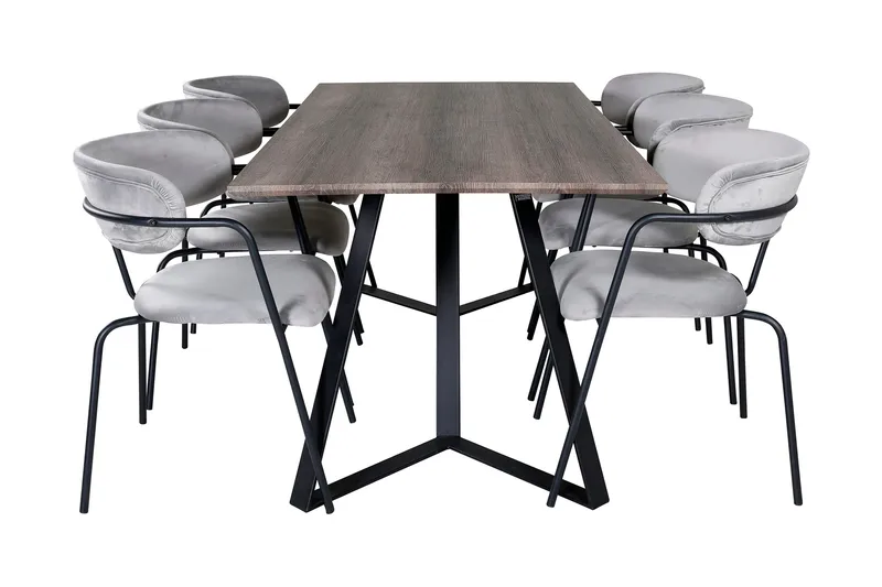Malvina Matgrupp 180 cm inkl 6 Arcarazo Fåtöljer - Grå/Svart - Möbler - Bord & matgrupp - Matgrupp
