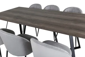 Malvina Matgrupp 180 cm inkl 6 Foyos Stolar - Grå/Svart - Möbler - Bord & matgrupp - Matgrupp
