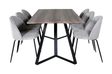 Malvina Matgrupp 180 cm inkl 6 Foyos Stolar - Grå/Svart - Möbler - Bord & matgrupp - Matgrupp